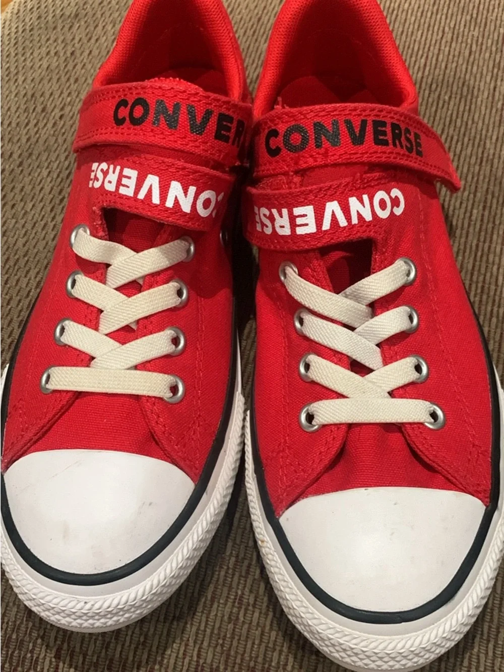 Converse Kids' Red Low Top Sneakers strap size 3